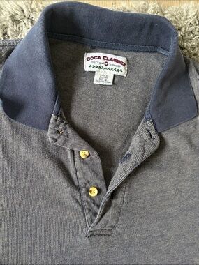 Boca Classics Navy and Heather Gray Contrast Collar Polo